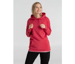 Толстовка с капюшоном унисекс Hoodie, красный меланж, размер S