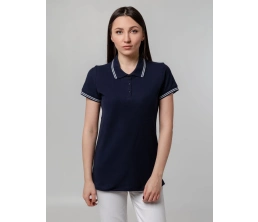 Рубашка поло женская Virma Stripes lady, темно-синяя, размер L