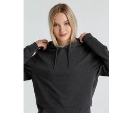 Толстовка с капюшоном унисекс Hoodie, серый меланж (антрацит), размер XS