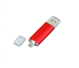 USB-флешка на 32 Гб.c дополнительным разъемом Micro USB, красный, 32Gb