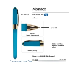 Ручка пластиковая шариковая «Monaco», 0,5мм, синие чернила, бирюзовый