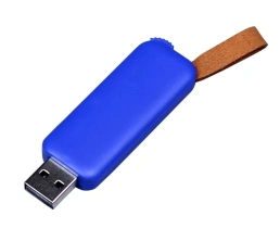 USB-флешка промо на 64 ГБ прямоугольной формы, выдвижной механизм, синий, 64Gb