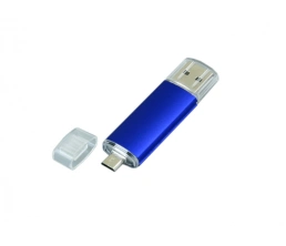 USB-флешка на 32 Гб.c дополнительным разъемом Micro USB, синий, 32Gb