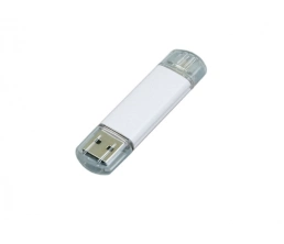 USB-флешка на 16 Гб.c дополнительным разъемом Micro USB, белый, 16Gb