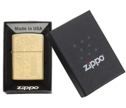 Зажигалка ZIPPO Venetian с покрытием High Polish Brass, латунь/сталь, золотистая, 38x13x57 мм