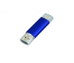 USB-флешка на 16 Гб.c дополнительным разъемом Micro USB, синий, 16Gb