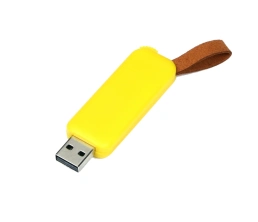 USB-флешка промо на 64 Гб прямоугольной формы, выдвижной механизм, желтый, 64Gb