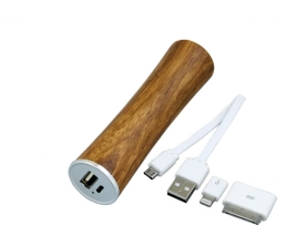 PB_wood2 Универсальное зарядное устройство power bank круглой формы. 2200MAH. Красный