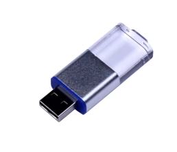 USB-флешка промо на 16 Гб прямоугольной формы, выдвижной механизм, синий, 16Gb