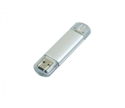 USB-флешка на 32 Гб.c дополнительным разъемом Micro USB, серебро, 32Gb