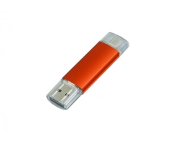 USB-флешка на 64 ГБ.c дополнительным разъемом Micro USB, оранжевый, 64Gb