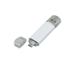 USB-флешка на 16 Гб.c дополнительным разъемом Micro USB, белый, 16Gb