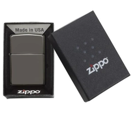 Зажигалка ZIPPO Classic с покрытием Black Ice, латунь/сталь, чёрная, глянцевая, 38x13x57 мм