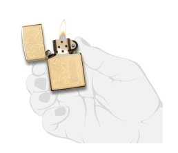 Зажигалка ZIPPO Venetian с покрытием High Polish Brass, латунь/сталь, золотистая, 38x13x57 мм