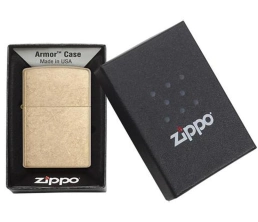 Зажигалка ZIPPO Armor™с покрытием Tumbled Brass, латунь/сталь, золотистая, матовая, 38x13x57 мм