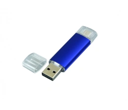 USB-флешка на 16 Гб.c дополнительным разъемом Micro USB, синий, 16Gb