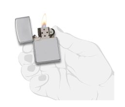 Зажигалка ZIPPO Classic с покрытием High Polish Chrome, латунь/сталь, серебристая, 38x13x57 мм