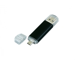 USB-флешка на 16 Гб.c дополнительным разъемом Micro USB, черный, 16Gb