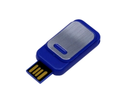 USB-флешка промо на 64 ГБ прямоугольной формы, выдвижной механизм, синий, 64Gb