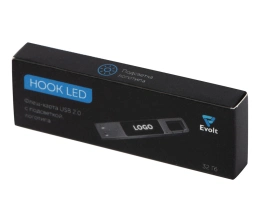 USB 2.0- флешка на 32 Гб c подсветкой логотипа «Hook LED», темно-серый, белая подсветка, 32Gb