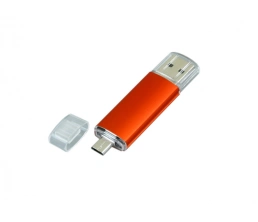 USB-флешка на 64 ГБ.c дополнительным разъемом Micro USB, оранжевый, 64Gb