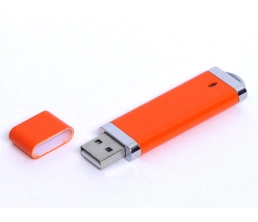 USB-флешка промо на 128 Гб прямоугольной классической формы, оранжевый, 128Gb