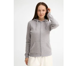 Толстовка женская на молнии с капюшоном Seven Women, серый меланж