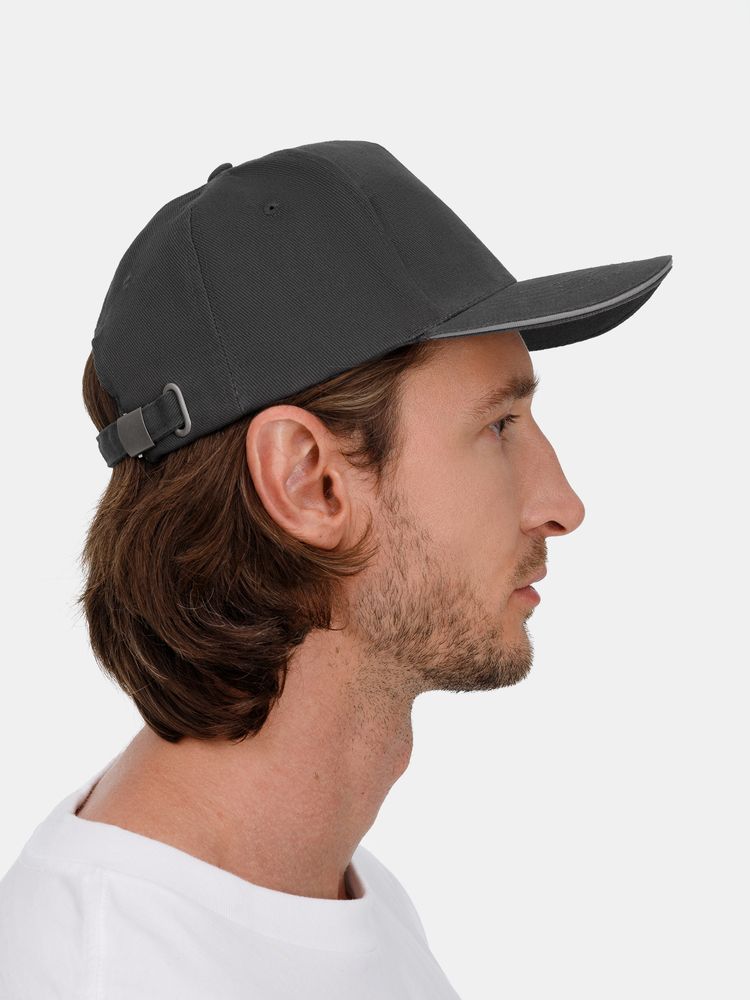 Бейсболка Long Beach, темно-серая со светло-серым Бейсболка Long Beach, темно-серая со светло-серым