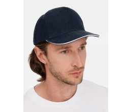 Бейсболка Long Beach, темно-синяя с белым