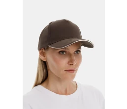 Бейсболка Long Beach, коричневая с бежевым