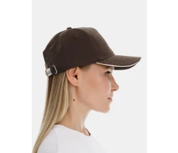 Бейсболка Long Beach, коричневая с бежевым