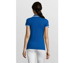 Рубашка поло женская Pasadena Women 200 с контрастной отделкой, ярко-синяя с белым