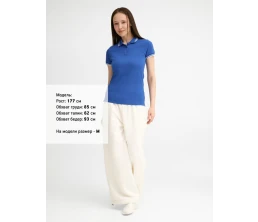 Рубашка поло женская Pasadena Women 200 с контрастной отделкой, ярко-синяя с белым