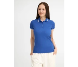 Рубашка поло женская Pasadena Women 200 с контрастной отделкой, ярко-синяя с белым
