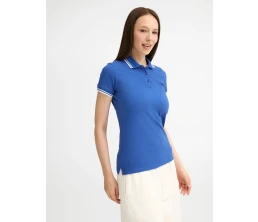 Рубашка поло женская Pasadena Women 200 с контрастной отделкой, ярко-синяя с белым