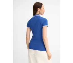 Рубашка поло женская Pasadena Women 200 с контрастной отделкой, ярко-синяя с белым