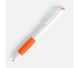 Ручка шариковая Grip, белая с оранжевым