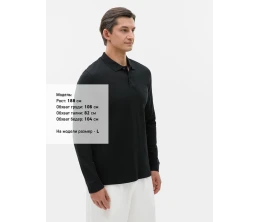 Рубашка поло мужская с длинным рукавом Perfect LSL Men, черная