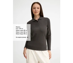 Рубашка поло женская с длинным рукавом Perfect LSL Women, черный меланж