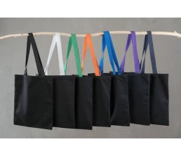 Холщовая сумка BrighTone, черная с оранжевыми ручками