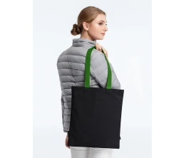 Холщовая сумка BrighTone, черная с зелеными ручками
