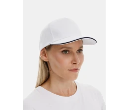 Бейсболка Long Beach, белая с темно-синим Бейсболка Long Beach, белая с темно-синим