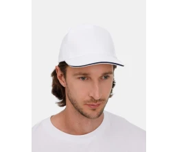 Бейсболка Long Beach, белая с темно-синим Бейсболка Long Beach, белая с темно-синим