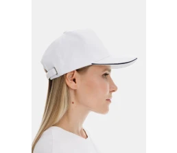 Бейсболка Long Beach, белая с темно-синим Бейсболка Long Beach, белая с темно-синим