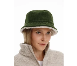 Панама Bucket двусторонняя утепленная, хаки с бежевым