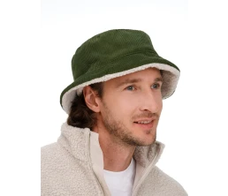 Панама Bucket двусторонняя утепленная, хаки с бежевым