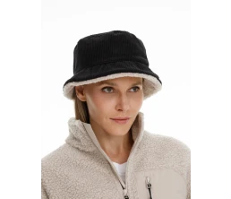 Панама Bucket двусторонняя утепленная, темно-серая с бежевым