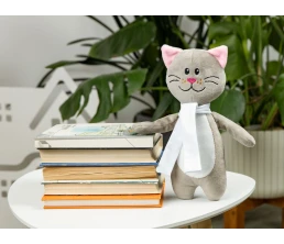 Мягкая игрушка Beastie Toys, котик с белым шарфом