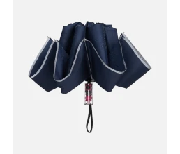 Зонт наоборот складной Futurum со светоотражающим кантом, темно-синий