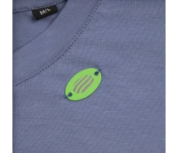 Шильдик металлический Alfa Oval, зеленый неон